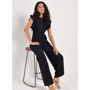 Gap Ruffle Trim Wide Leg Jumpsuit Size S Small Black